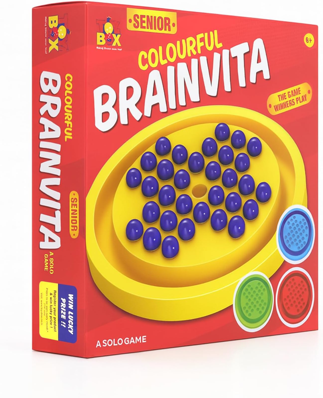 Colourful Brainvita Senior Mind Challenging Board Game with 32 Marbles | Marble Solitaire | Suitable for Ages 5 Years and Above, Kids
