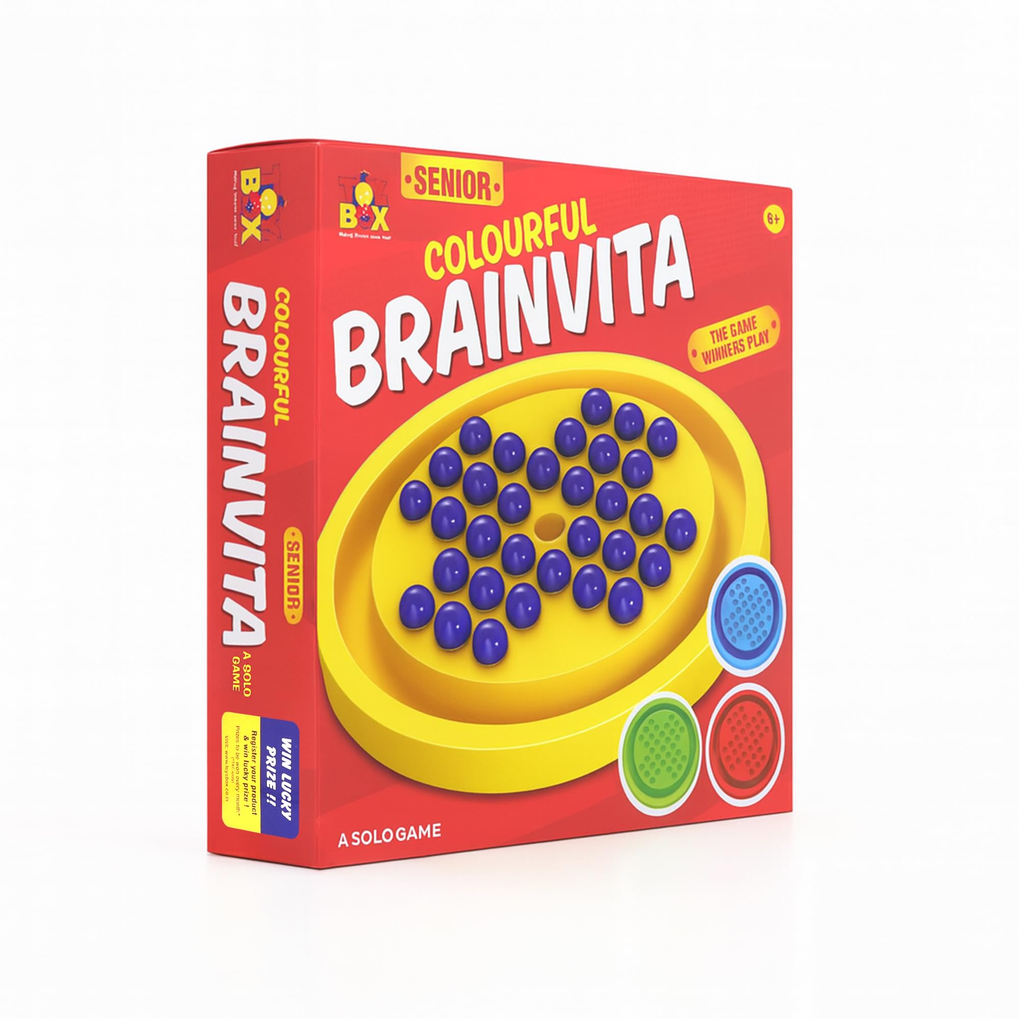 Toysbox Colourful Brainvita Senior Mind Challenging Board Game with 32 Marbles | Marble Solitaire | Suitable for Ages 5 Years and Above, Kids