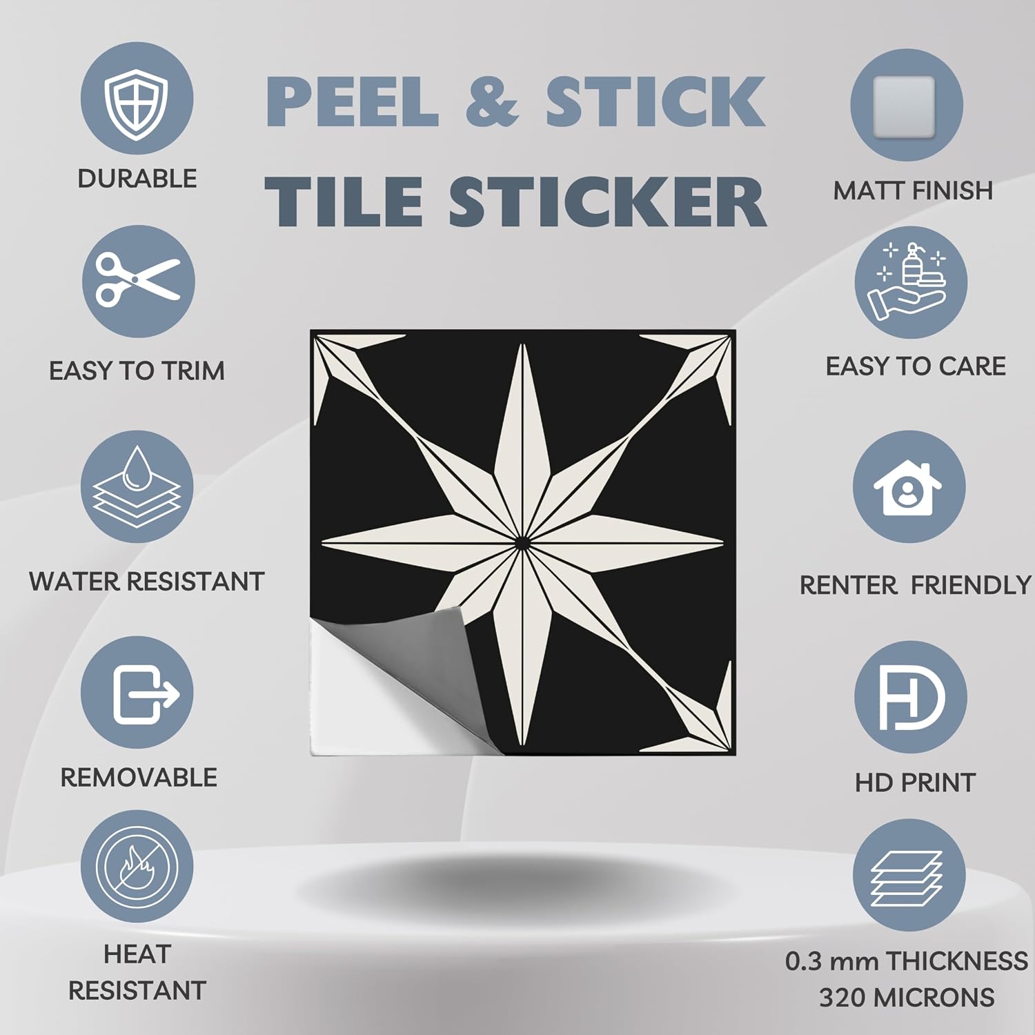 Positano Lignite Peel and Stick Tile Stickers Vinyl Self-Adhesive Backsplash for Kitchen & Bathroom Water-Resistant & Removable Tile Decals for Instant Makeover (24, 8" x 8")