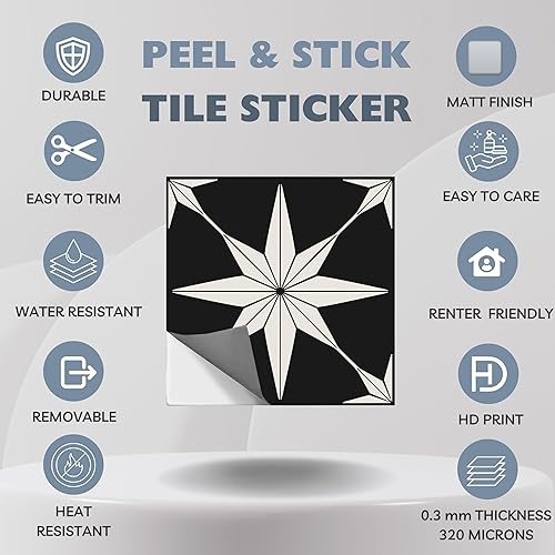 Miniatura 4 de Positano Lignite - Adhesivos para azulejos de azulejos, paredes, armarios en muro, baño, impermeables y extraíbles, decoración del hogar (40, 4.25 x