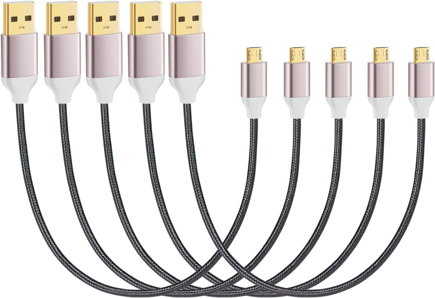 OKRAY Micro USB Cable Short Android Phone Charger Charging Cord 1 Feet - USB 2.0 A Male to Micro B Cable USB Charger Compatible for Samsung Galaxy, Power Bank, USB Station and More(5 Pack Black)