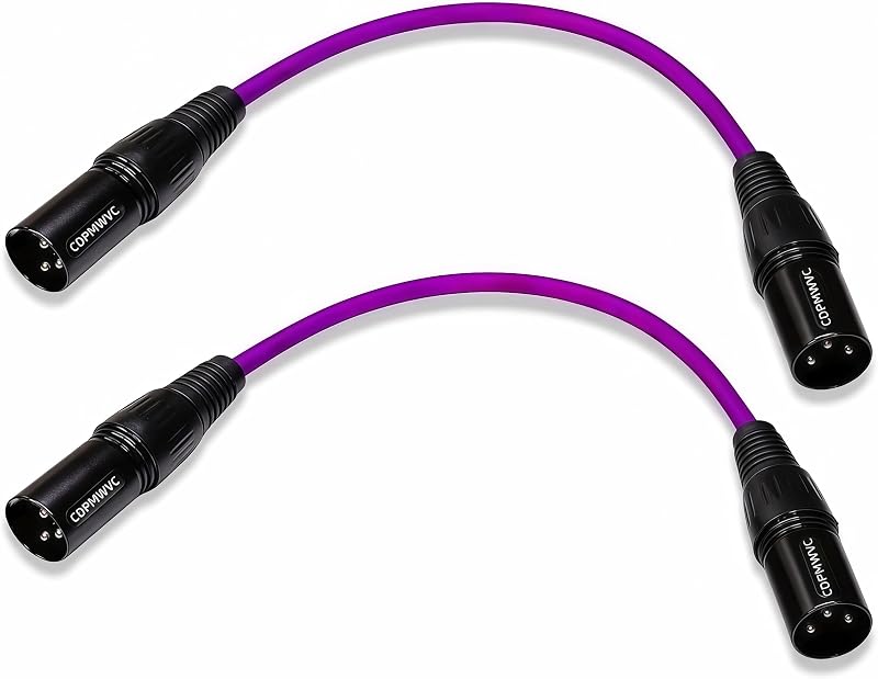 XLR Male to Male Cable 1ft 2-Pack, OFC Triple Braided Shielded Balanced 3-Pin Mic Cord for Home Studio, Podcast, DMX, Shure SM57 SM58, Mixer, Audio Interface
