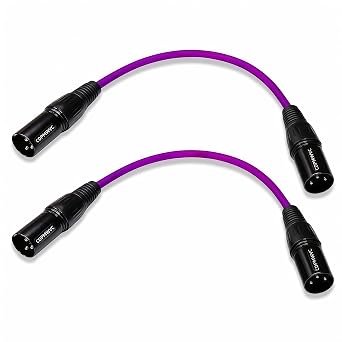 Professional XLR Cable Male to Male 1ft 2-Pack 3-Pin | Nickel-plated, Balanced Audio, Microphone Cable, Compatible with Shure SM57 SM58, Podcast Studio Recording