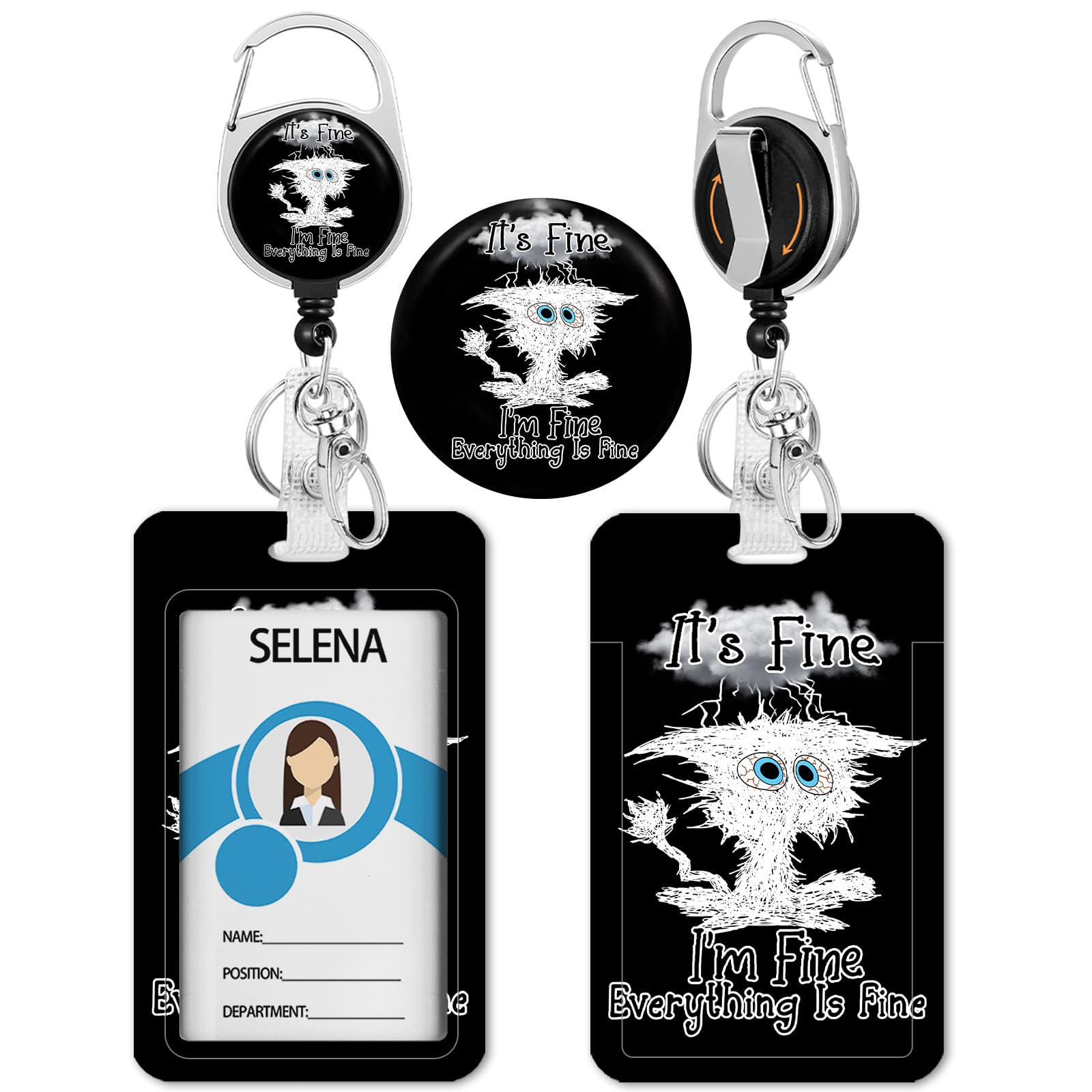 Cats Design Retractable Badge Holder Reel - Heavy Duty ID Card Holder For Nurses, Teachers, Office Workers - View #3