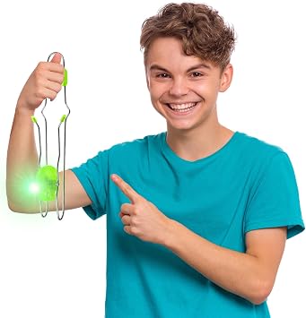 Gejoy 4 Pcs Magic Rail Twirler Kid Retro Toy, Wave, Blue, Green