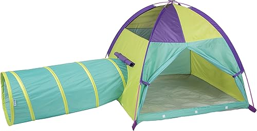 Vista 2 de Pacific Play Tents 20418 Neon Hide-Me Dome - Combo de tienda de campaña y túnel, tienda de campaña de 48 x 48 x 42 pulgadas de alto, túnel de 4 pies
