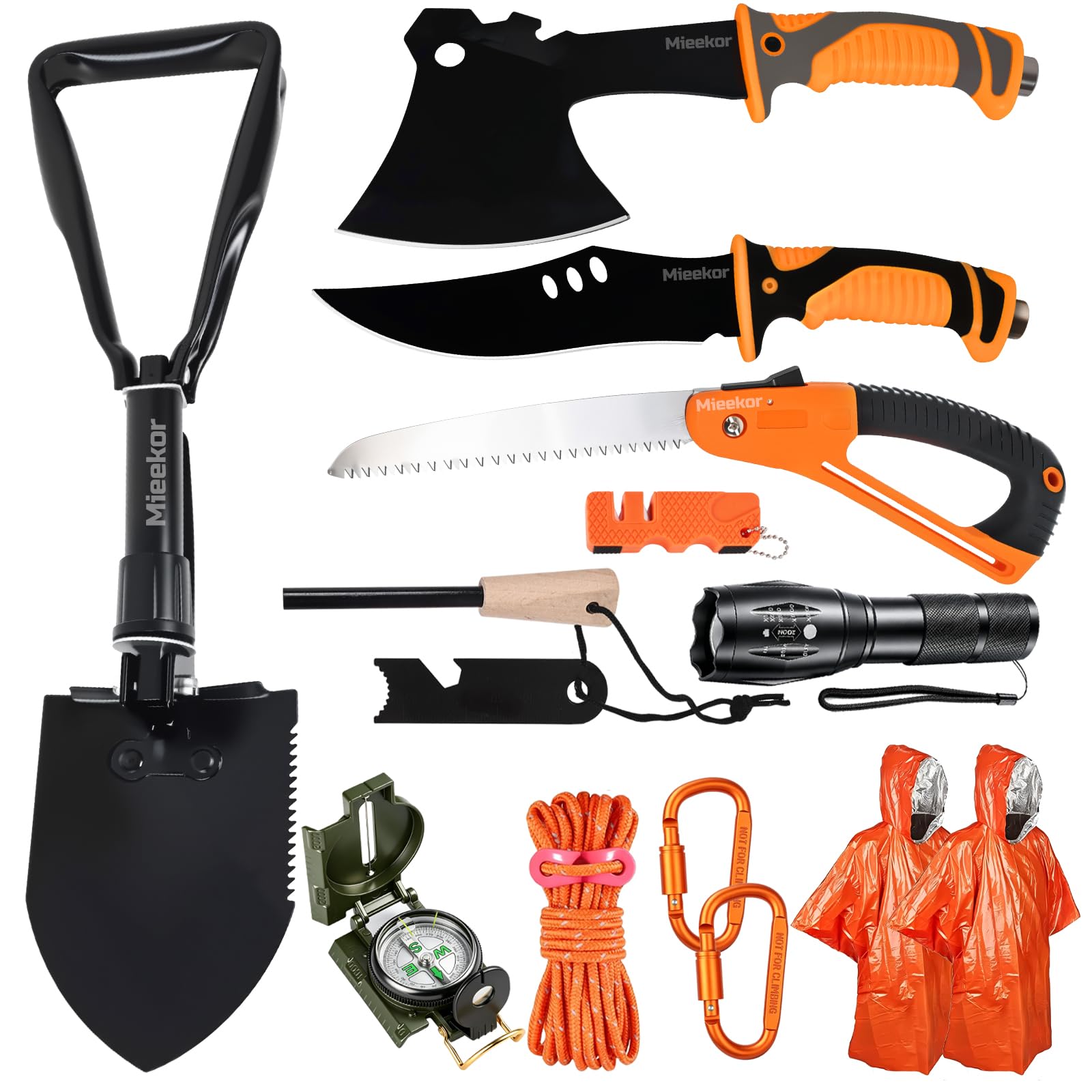 6 in 1 Outdoor Axt Survival Set,Survival Ausrüstung,Survival Messer & Outdoor Werkzeuge Set,