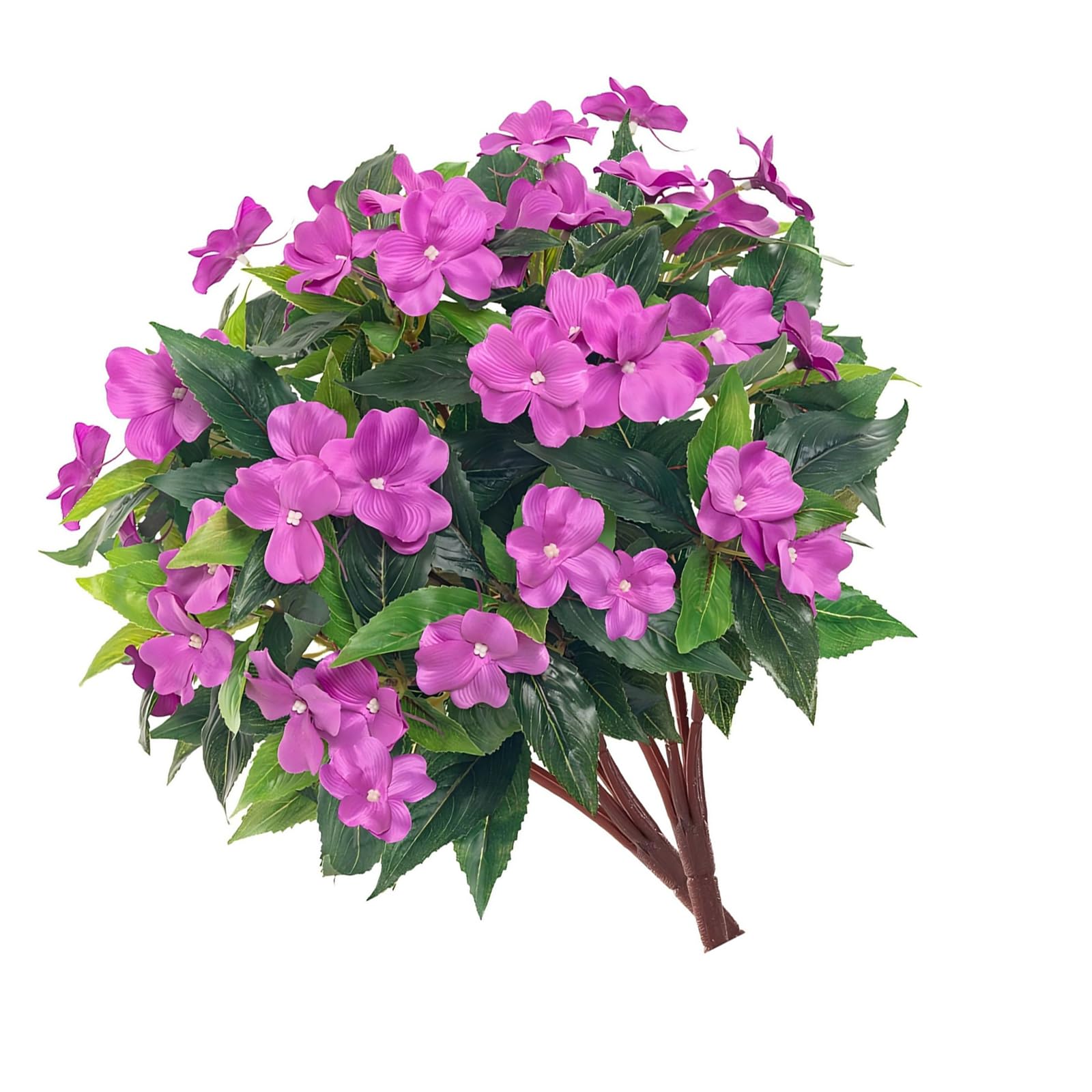 Qusinfc Of 2 Balsamina Stems, Maintenance-Free Artificial Flowers for Hotels, Desks & Event Décor Artificial Flower Floral Arrangements Realistic Silk Balsamina Decoration Faux Impatiens Indoor Plant