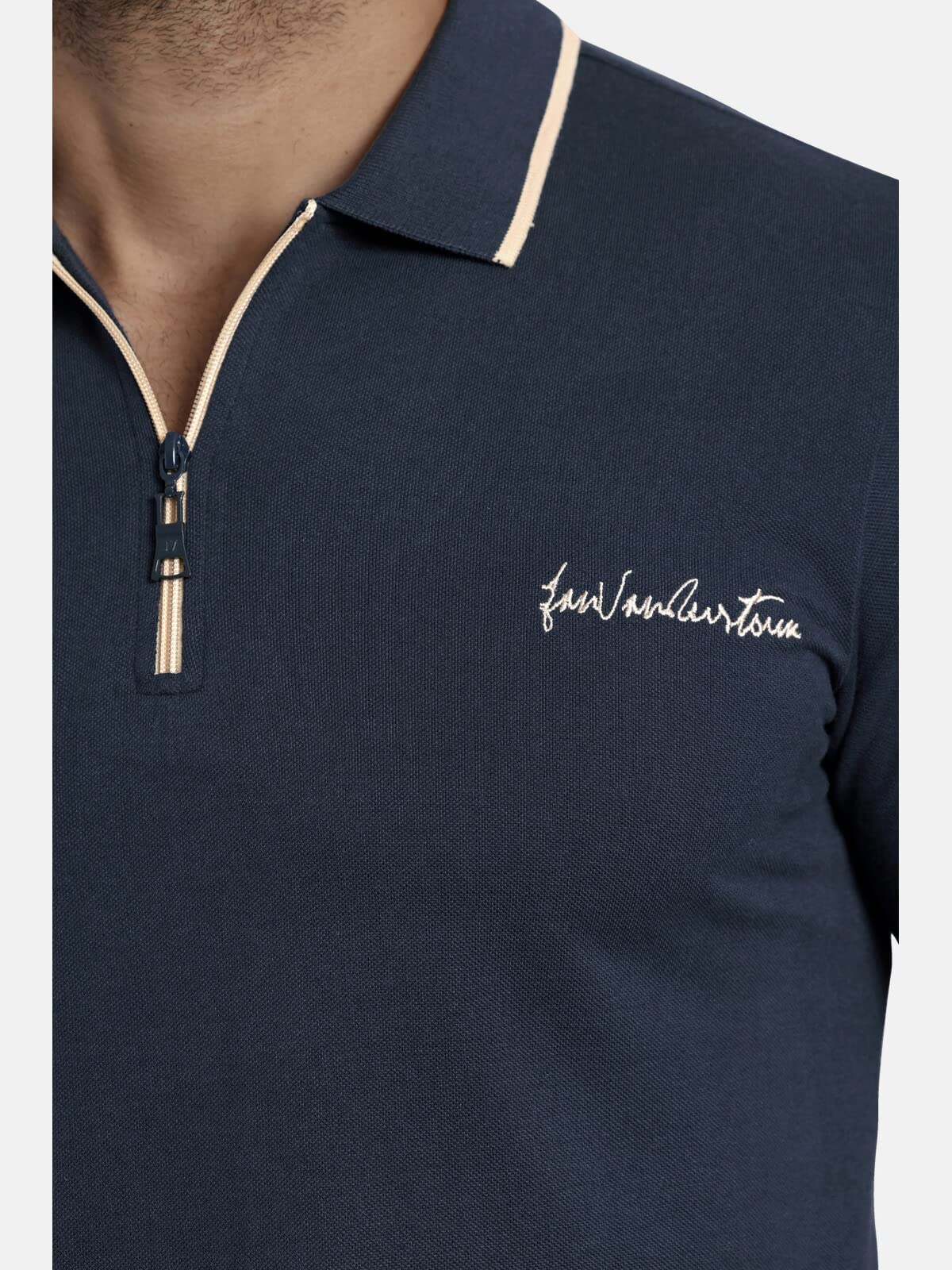 Jan Vanderstorm Herren Poloshirt Johar | aus reiner Baumwolle, große Größen L–7XL, bequemer Komfort-Fit für Männer, stylische Kontrastdetails, kurzarm