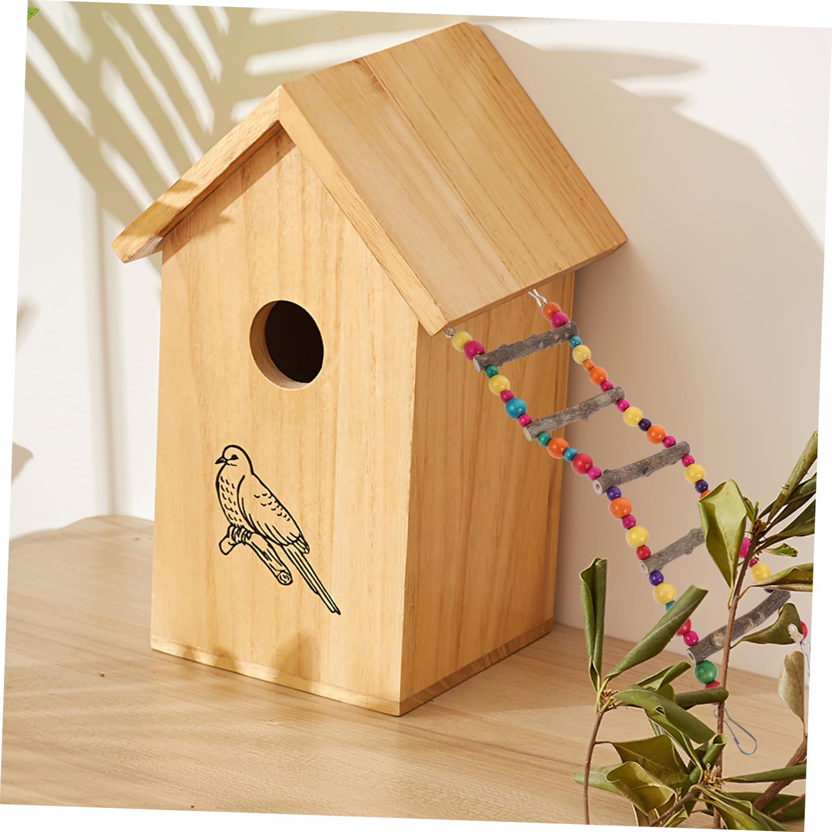 Yardwe Parrot Ladder Toy Bird Training Ladder Wooden Step Bird Cage Accessory Pet Toy