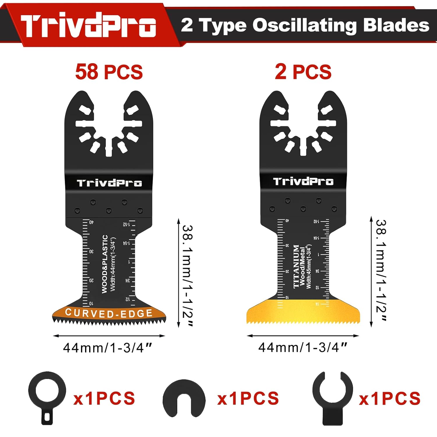 Oscillating Tool Blade Multitool Blades - TrivdPro 60pcs Multi Tool Blades Kits Oscillating Saw Blades for Metal Wood Plastic Fits Dewalt Milwaukee Ryobi Fein Bosch