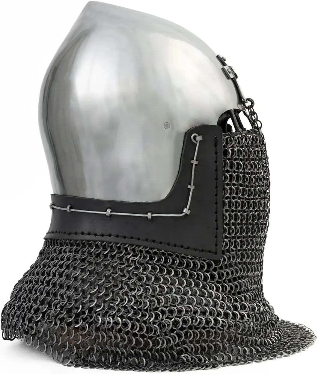 Handmade Medieval Steel Crusader Knight Helmet with Face Guard, 16 Gauge, Sponge Padded, for LARP Cosplay Reenactment, Adult, 24-25 Inch