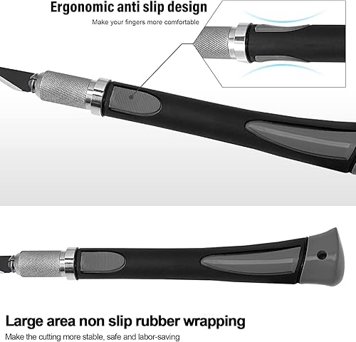 Miniatura 3 de NEWISHTOOL Juego de cuchillos de precisión para manualidades con 10 cuchillas de afeitar negras para arte, cortador de utilidad para manualidades de