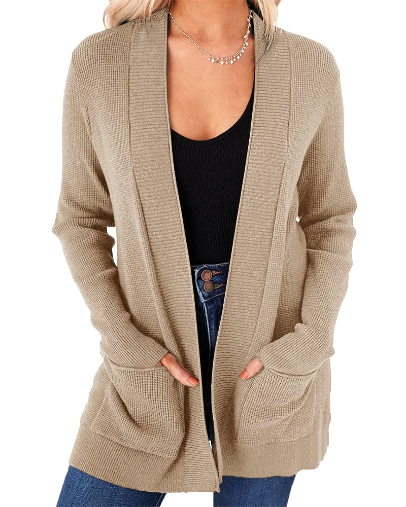 Saodimallsu Women's Open Front Cardigan - Chunky Knit, Oversized, Soft, With Pockets, Long Sleeve - View #7