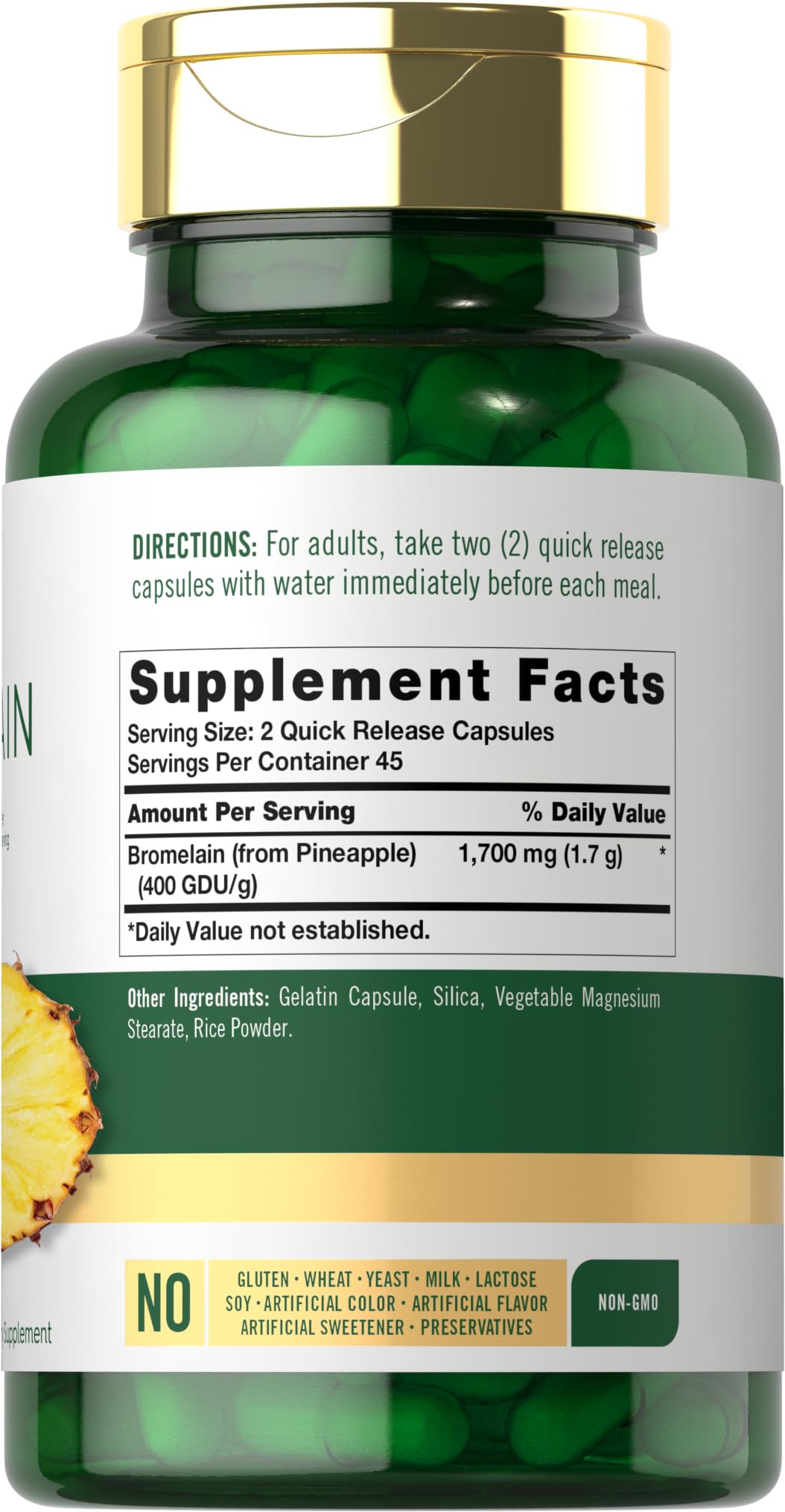 Carlyle Bromelain 1700 mg | 90 Capsules | Pineapple Enzyme Supplement | Non-GMO and Gluten Free — Amazon image 2