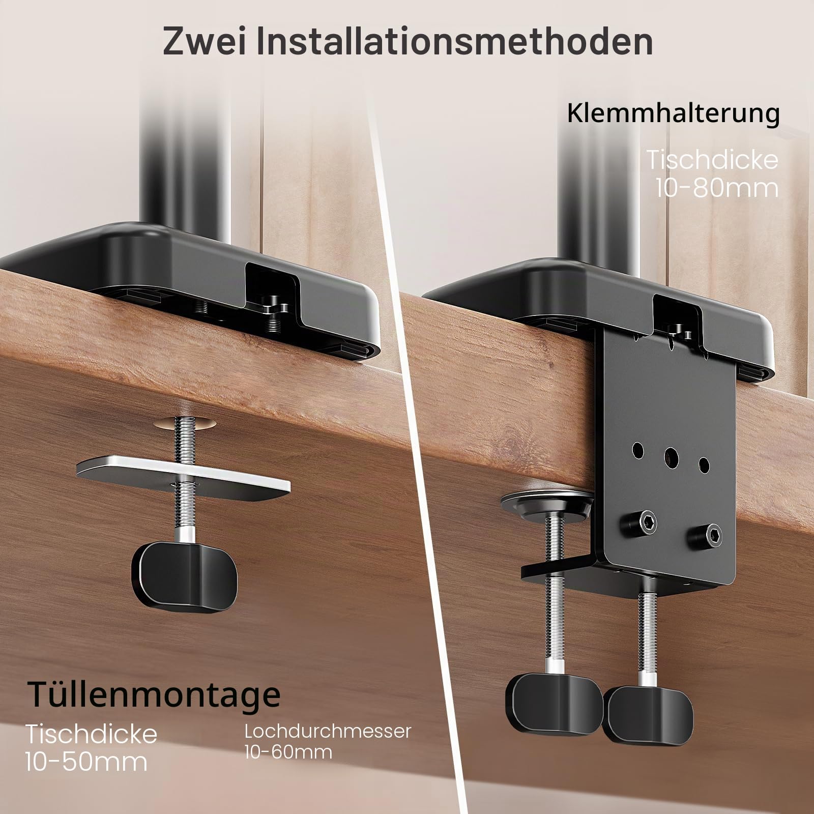MOUNTUP 705mm Langarm Monitor Halterung für 13–32 Zoll Monitore bis zu 9 kg | Höhenverstellbare Einzelner Bildschirme Ständer mit Neigen, Schwenken, Drehen, platzsparend für Büro, Homeoffice & Gaming