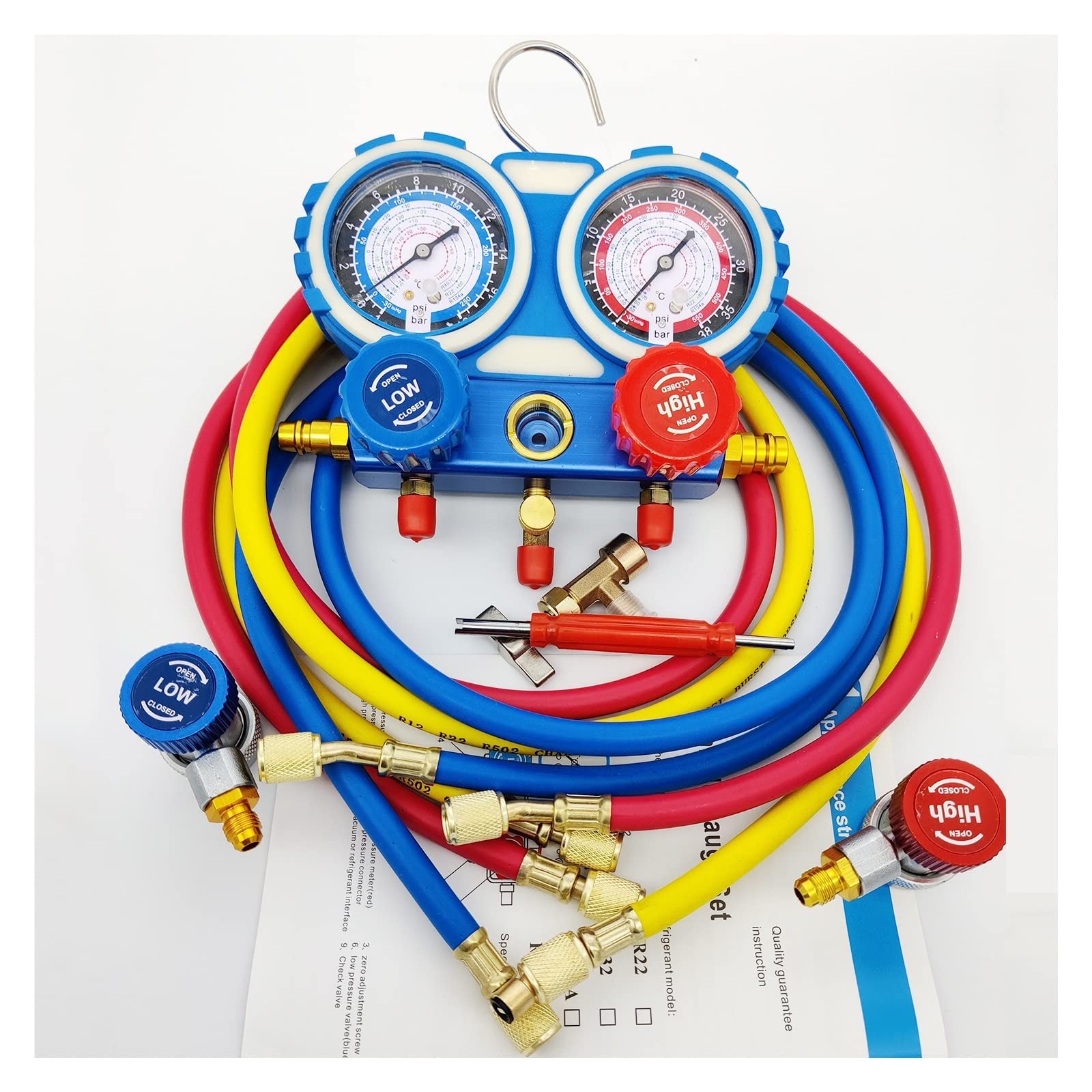 Tuyau De Recharge Frigorifique 150 Cm – Caoutchouc Robuste & Laiton, Compatible R134a R410a – Pression Max 3000 PSI