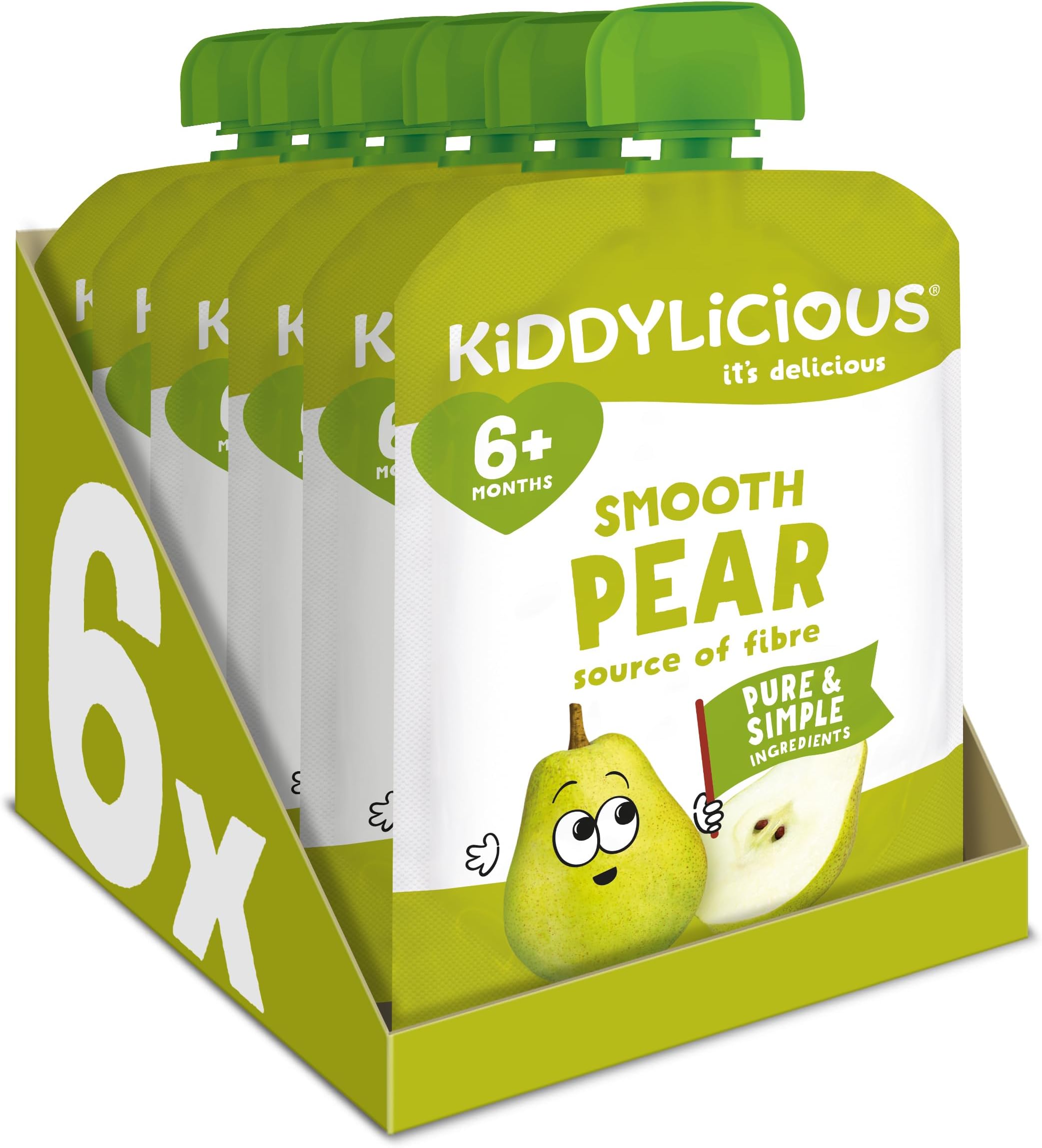 Smooth Pear Fruit Pouches - Suitable for 6+ Months - 6 Pack