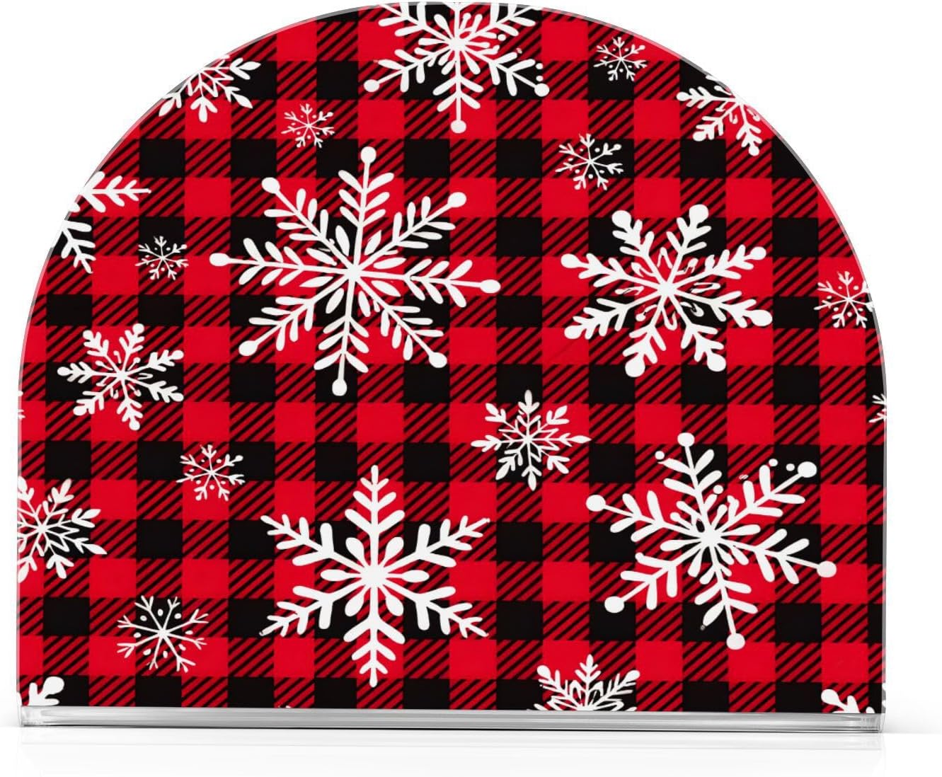 Snowflakes Red Black Buffalo Plaid Napkin Holder for Tables Paper Cocktail Napkin Holders for Kitchen and Dinning, Acrylic Dinner Napkin Dispenser for Restaurant Home Decor Bar Accessories 1 Pack