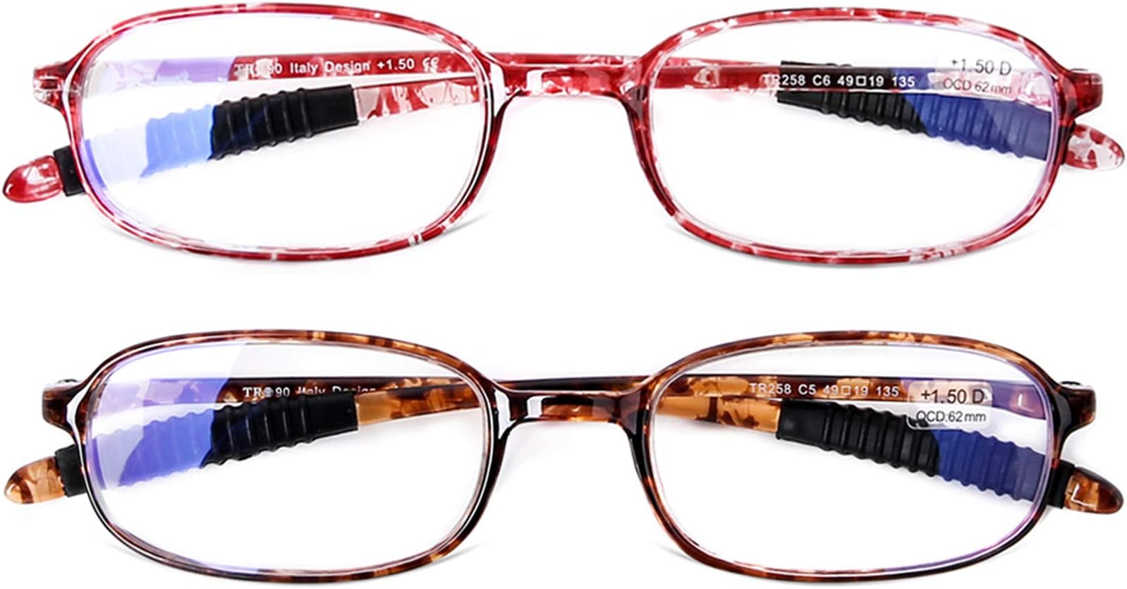 AQWANO 2 Pack Blue Light Blocking Computer Reading Glasses UV Protection Flexible TR90 Frame Lightweight Readers Glasses for Women Men +2.0