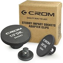 CROM Stubby Impact Socket Adapter Plugs, 3pc Set 1/4, 3/8, 1/2-inch, Converts Standard Box Wrenches to Dedicated Stubby Low-Profile Metric & SAE Impact Socket Drivers