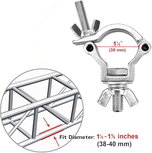 Miniatura 2 de Paquete de 10 abrazaderas de iluminación de escenario OD de 1-1/2 pulgadas, gancho de montaje de armadura de bloqueo rápido resistente para DJ Par