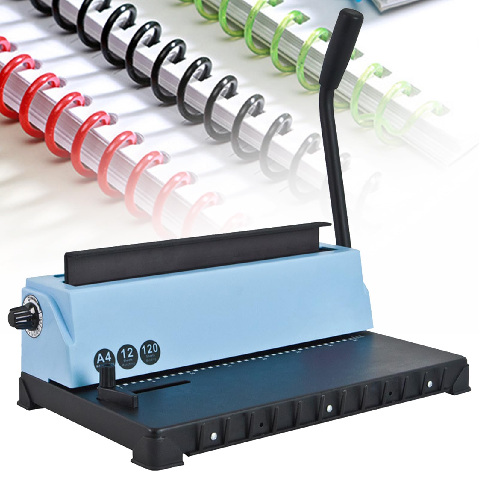 Máquina De Encuadernación Con Alambre, Perforadora De Hojas Sueltas Con 30 Orificios, Margen Ajustable De 2,5 Mm, 4,5 Mm Y 6,5 Mm, Capacidad De Encuadernación De 12 Hojas Para A4 Y Menos Con Caja De