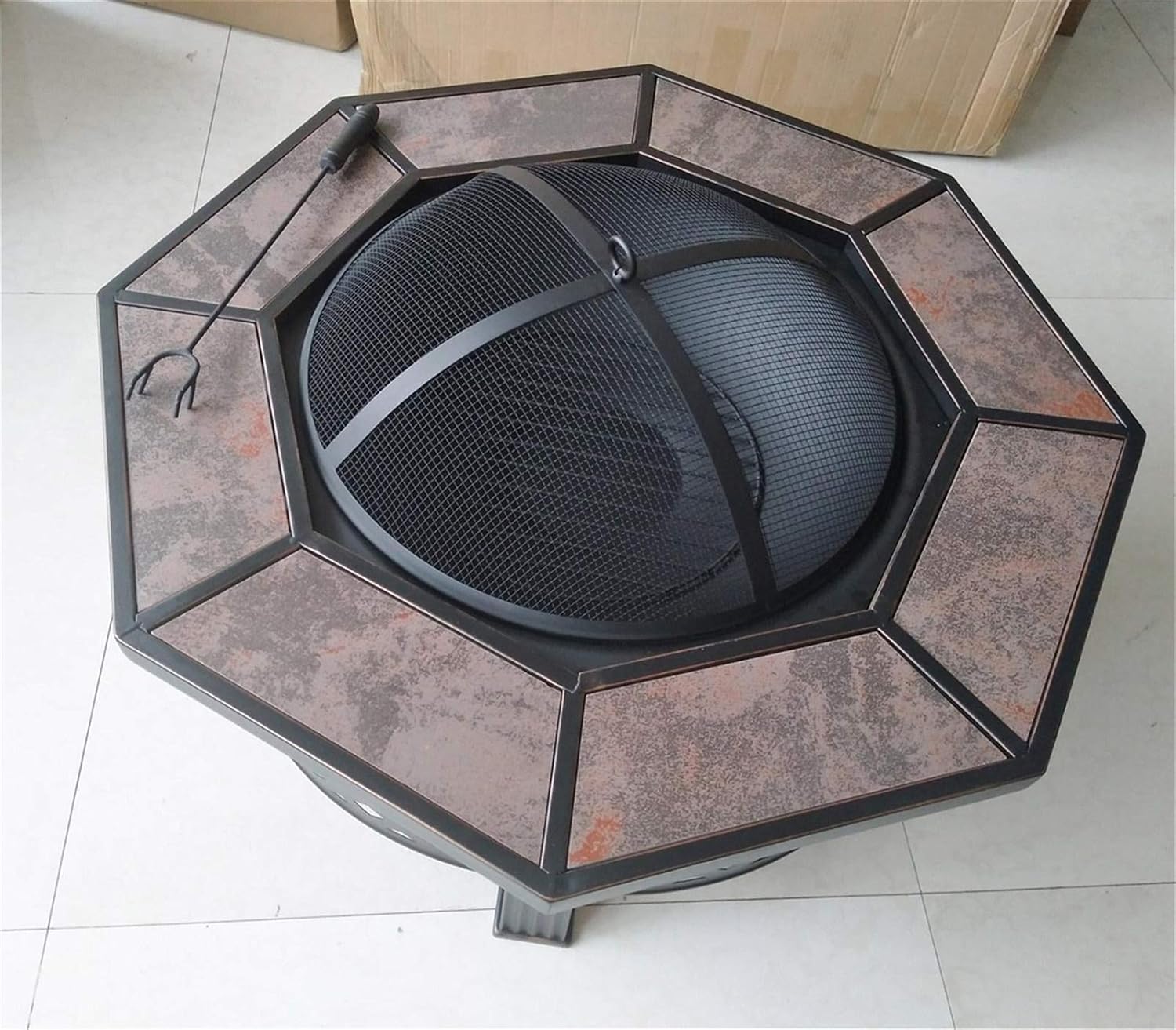 Outdoor Fire Pit Garden Wood Burning Fire Pit Bowl Barbecue Table, Terrace Patio Lawn Backyard Outdoor Heater Wood Burning Brazier