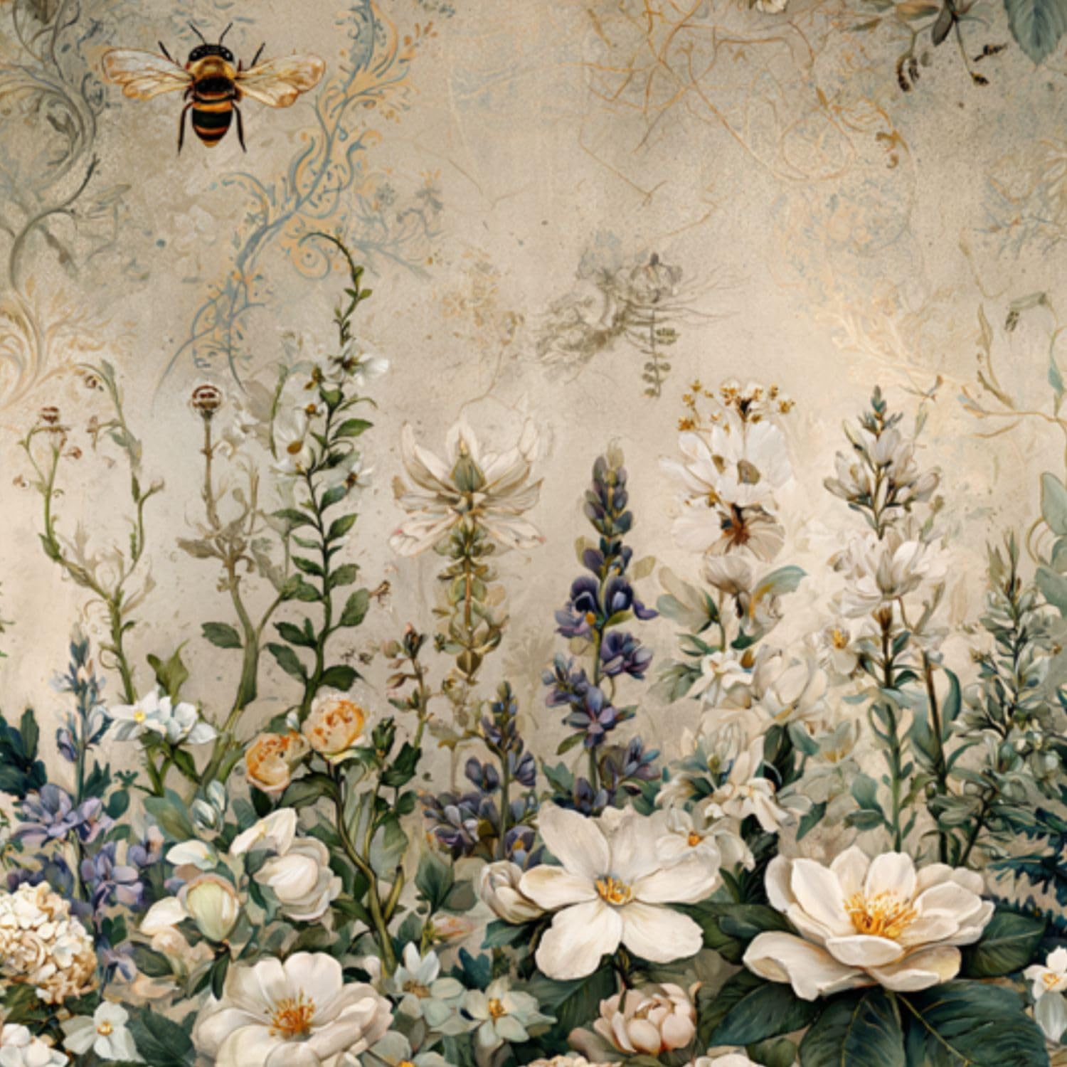 DERUINVAIO Self Adhesive Feature Removable Cottagecore Botanical Peel and Stick Vinyl Wallpaper Roll, Sticky Lining Paper for Bedroom, Living Room, Kitchen Walls
