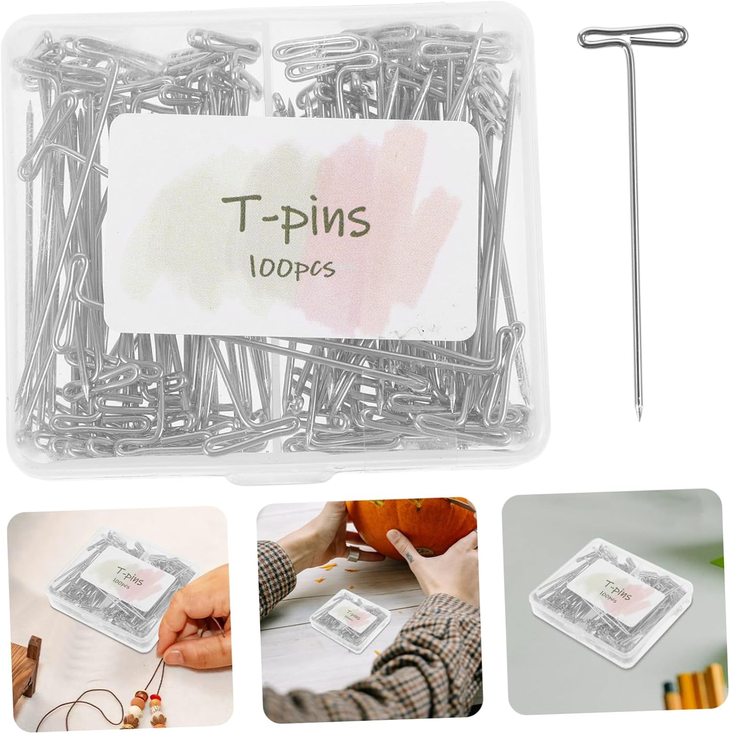 100pcs Professional T-Shaped Blocking Needles Durable Wear-Resistant Pins for Easy DIY Projects and Sewing Convenient Portable Tools for Crafting and Knitting