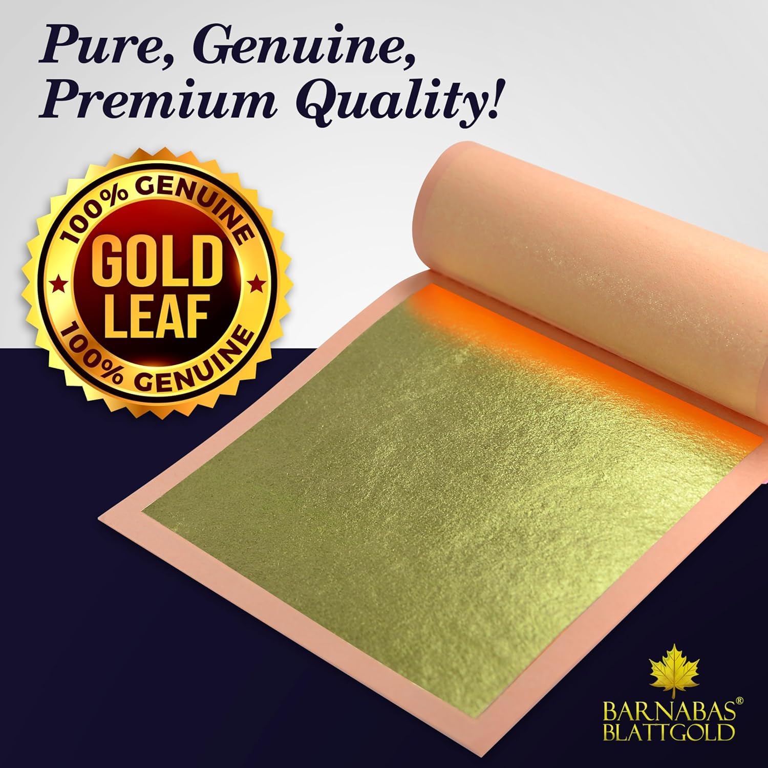 Barnabas - Hojas de oro auténtico, 23 quilates, 85 x 85 mm, 25 hojas en colección de hojas