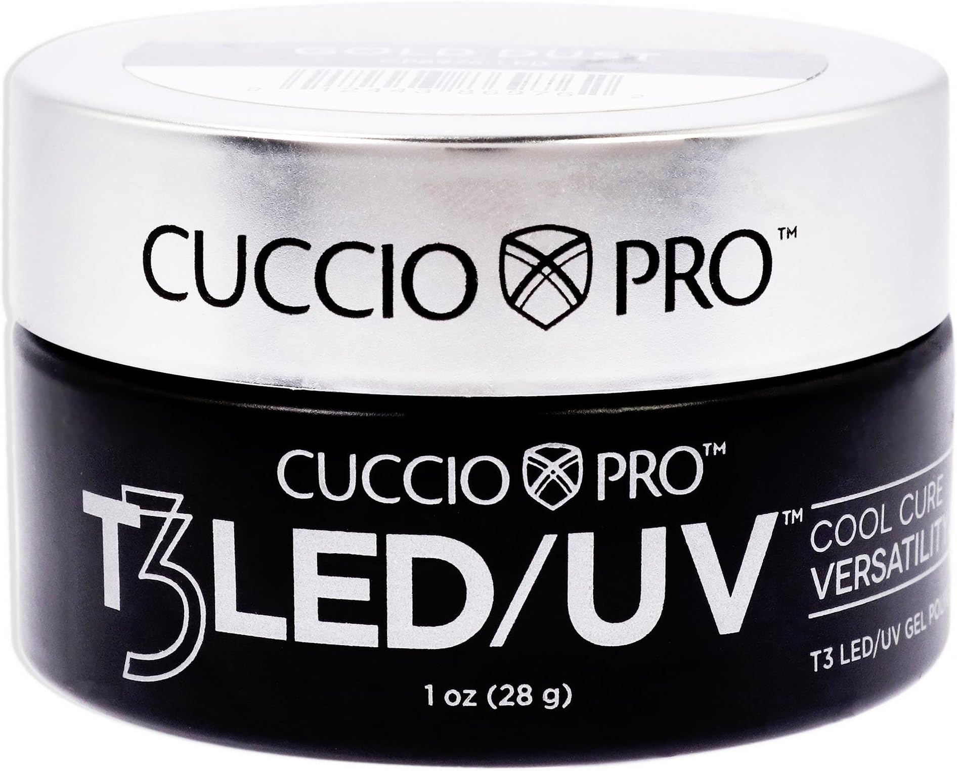 Cuccio Pro T3 LED/UV Cool Cure Versatility Gel - Self-Levelling - Incredibly Flexible - Strong Adhesion - High Shine Finish - Fast Application - Quick Cure - Gold Dust - 1 Oz Nail Gel