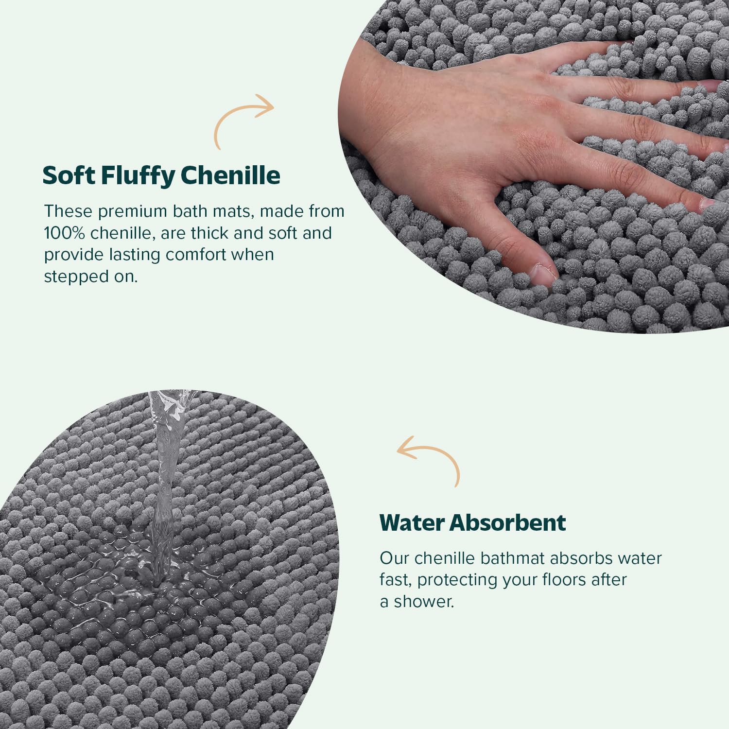 Non Slip Bath Mat, Grey, 50 x 80 cm (Rectangular) - Image 3