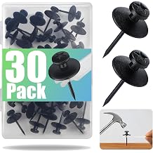 30 Pack Double Headed Push Pins for Hanging Pictures & Tapestry, Mini Wall Hook Design for Small Wall Decor & String Lights Renter Friendly Thumb Tacks for Dorm, Apartment & Home Office, Black