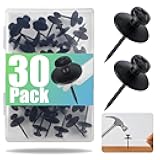 30 Pack Double Headed Push Pins for Hanging Pictures & Tapestry, Mini Wall Hook Design for Small Wall Decor & String Lights – Renter Friendly Thumb Tacks for Dorm, Apartment & Home Office, Black