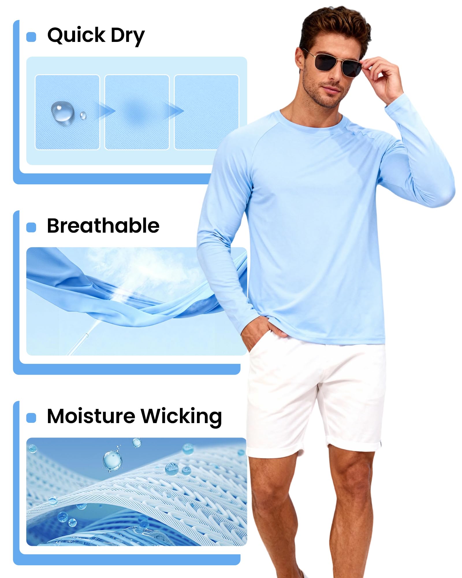 CE' CERDR Camisas de Manga Larga para Hombre, Secado rápido, Absorbe la Humedad, protección Solar, Camisetas de Manga Larga para Entrenamiento y Correr, 7b - Negro/Gris Oscuro/Azul Marino/Blanco/Gris