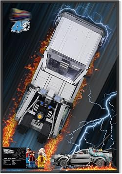 Wall Display Board for Lego 10300 Back to The Future Time Machine, Wall Mount Custom-Designed for 77256 Time Machine from Back to The Future Model NOT Include