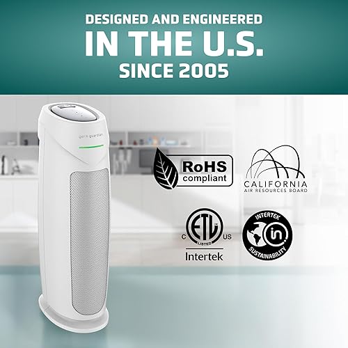 Miniatura 6 de GermGuardian Purificador de aire para el hogar, para humo de incendios forestales, mascotas, polen, olor, esporas de moho, habitaciones grandes de