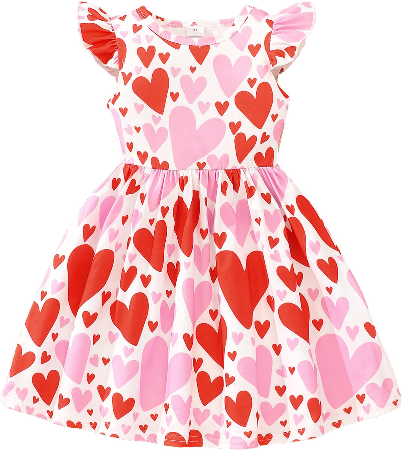 Girls Dresses Flutter Sleeve Swing Sundress Toddler Summer Clothes Kid Birthday Party Sleeveless Dress 1-8 Years Old