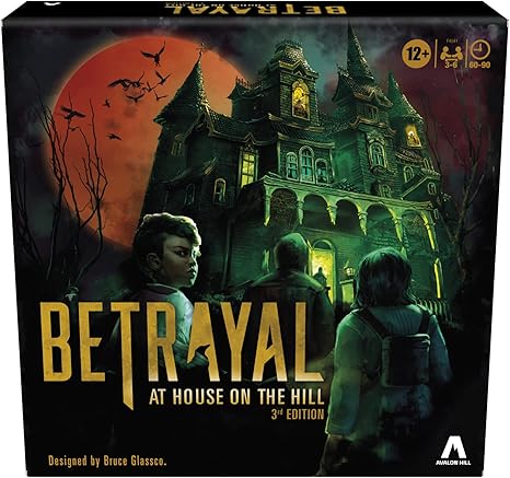 Avalon Hill Hasbro Gaming Betrayal at The House on The Hill 3rd Edition Cooperative Board Game,Ages 12 and Up,3-6 Players,50 Chilling Scenarios
