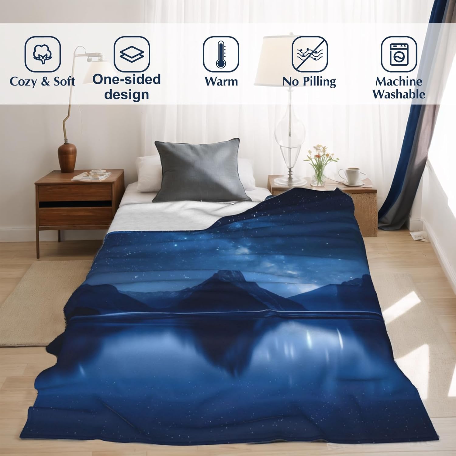 Vintage Floral Flannel Blanket,Elegant Dark Botanical Throw with Purple Peony and Textured Black Background,Lightweight Fleece Blankets for Adults,Couch,Cabin,Bed,Camping Decor Gifts,60x50in - Image 5