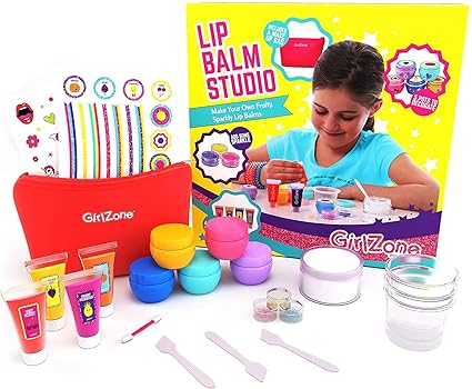 girlzone gifts for girls: make your own lip balm kit with this 22 piece makeup set for girls. birthday present gift for girls age 6 7 8 9 10 11+ years old.- Multi color