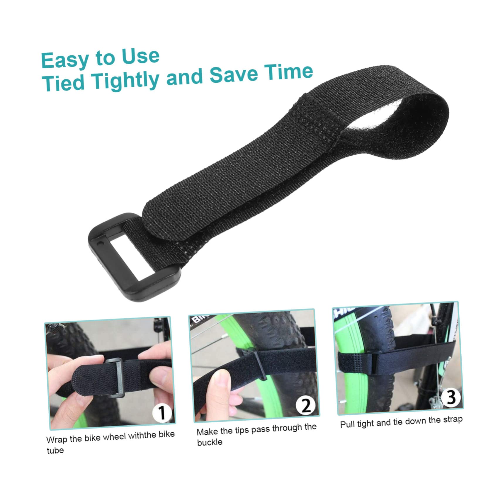 Uonlytech 2sets Nylon Bike Wheel Strap Rear Rack Straps Fastening Cable Wheel Fixing Belt 6pcs*2