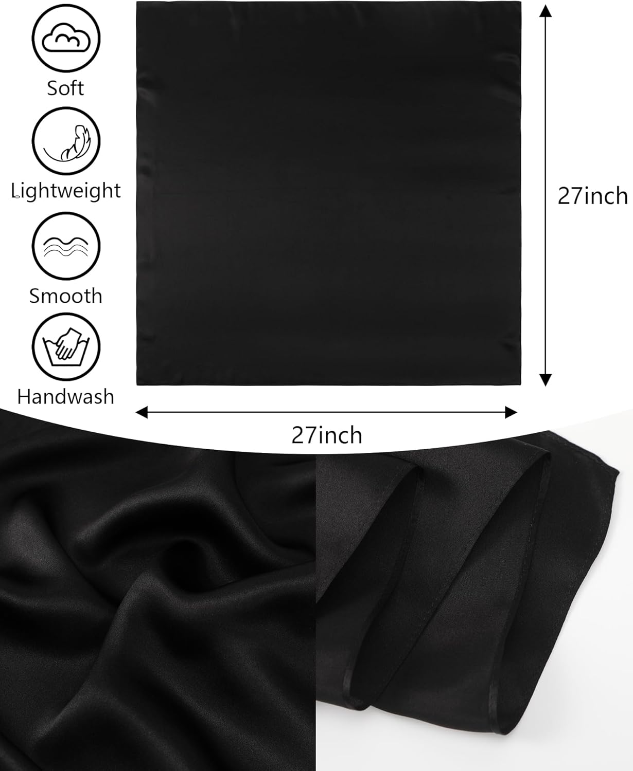 AWAYTR Mulberry Silk Scarf for Women - 27 IN Pure Silk Hair Scarves with Gift Pack - Image 2