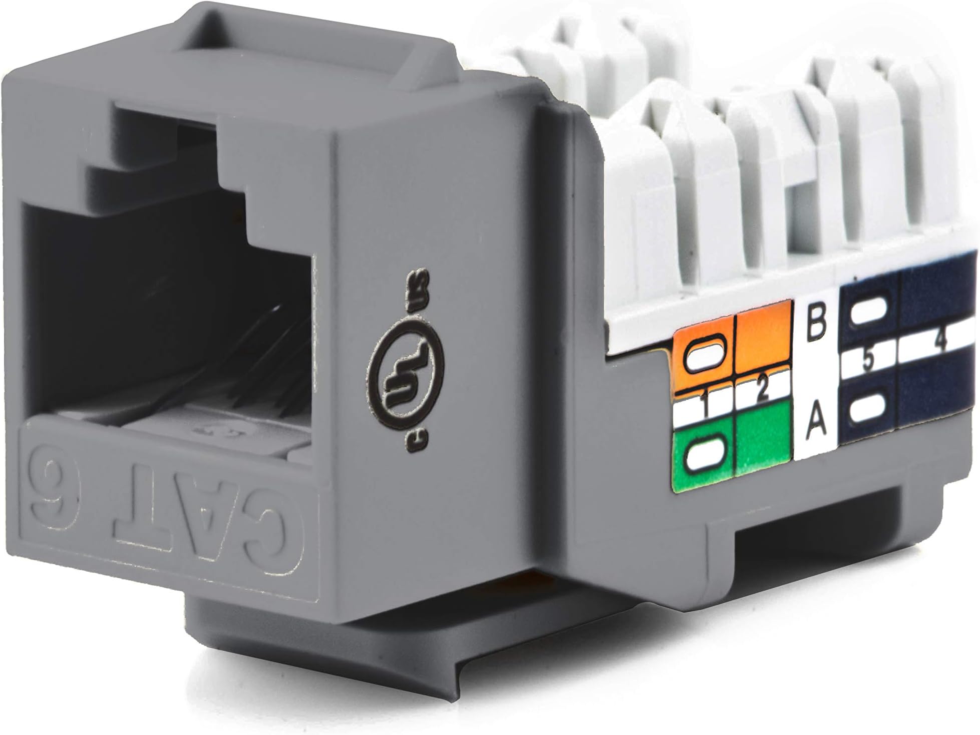 Weltron - CAT6 RJ45 Keystone Punch Down Jack, Gray (25 PCS)