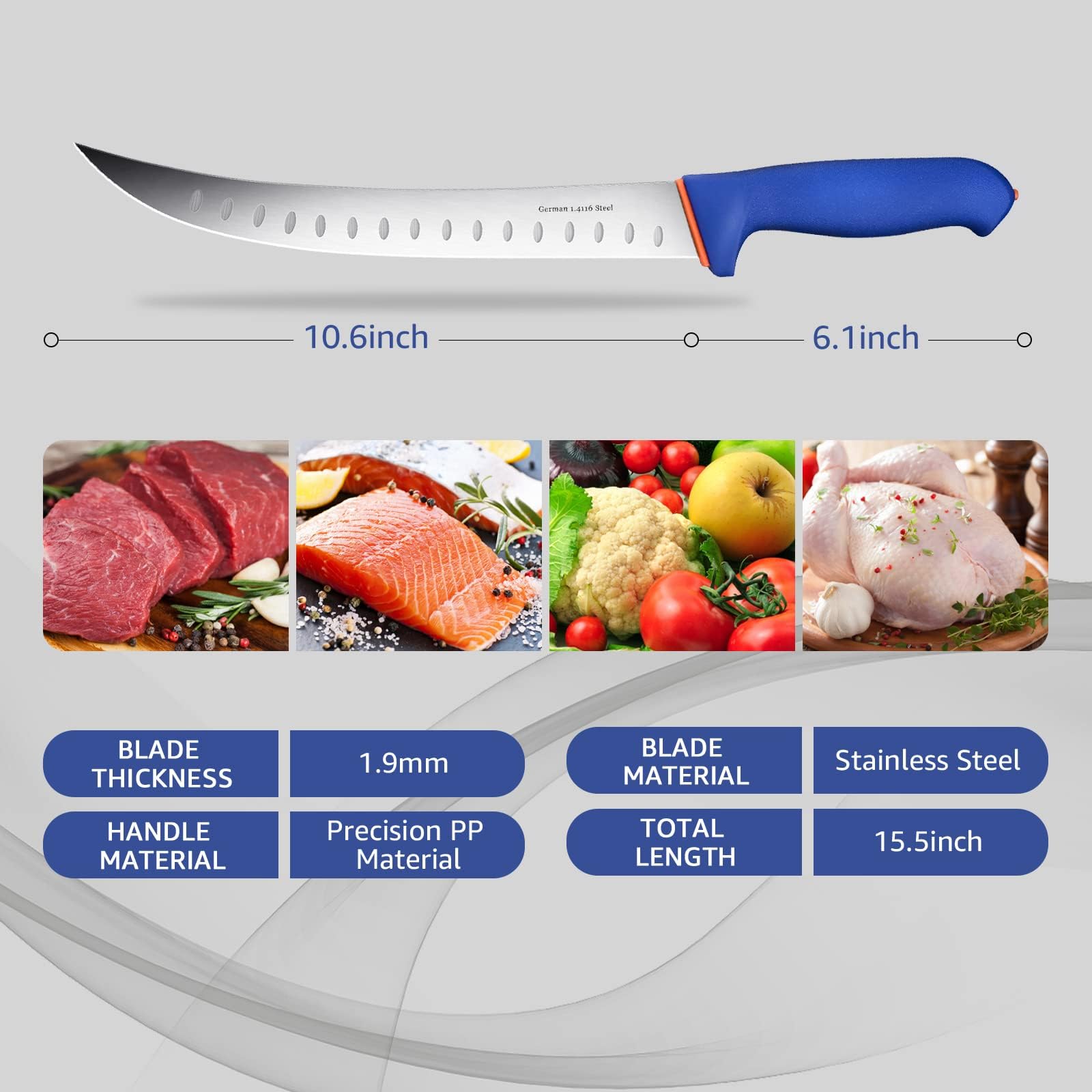 DRAGON RIOT Cuchillo chef profesional, cuchillo deshuesador, cuchillo jamonero para cortar carne