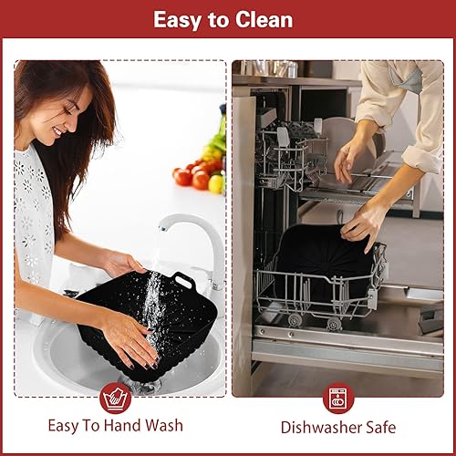 Miniatura 6 de Forros cuadrados de silicona para freidora de aire  Olla reutilizable de 9 pulgadas  Accesorios para freidora de aire  Insertos para freidora de