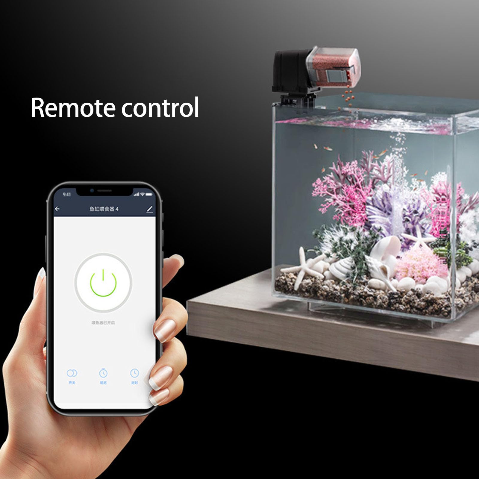Mangeoire automatique WiFi avec alimentation USB et commande vocale pour les propriétaires de poissons professionnels débutants