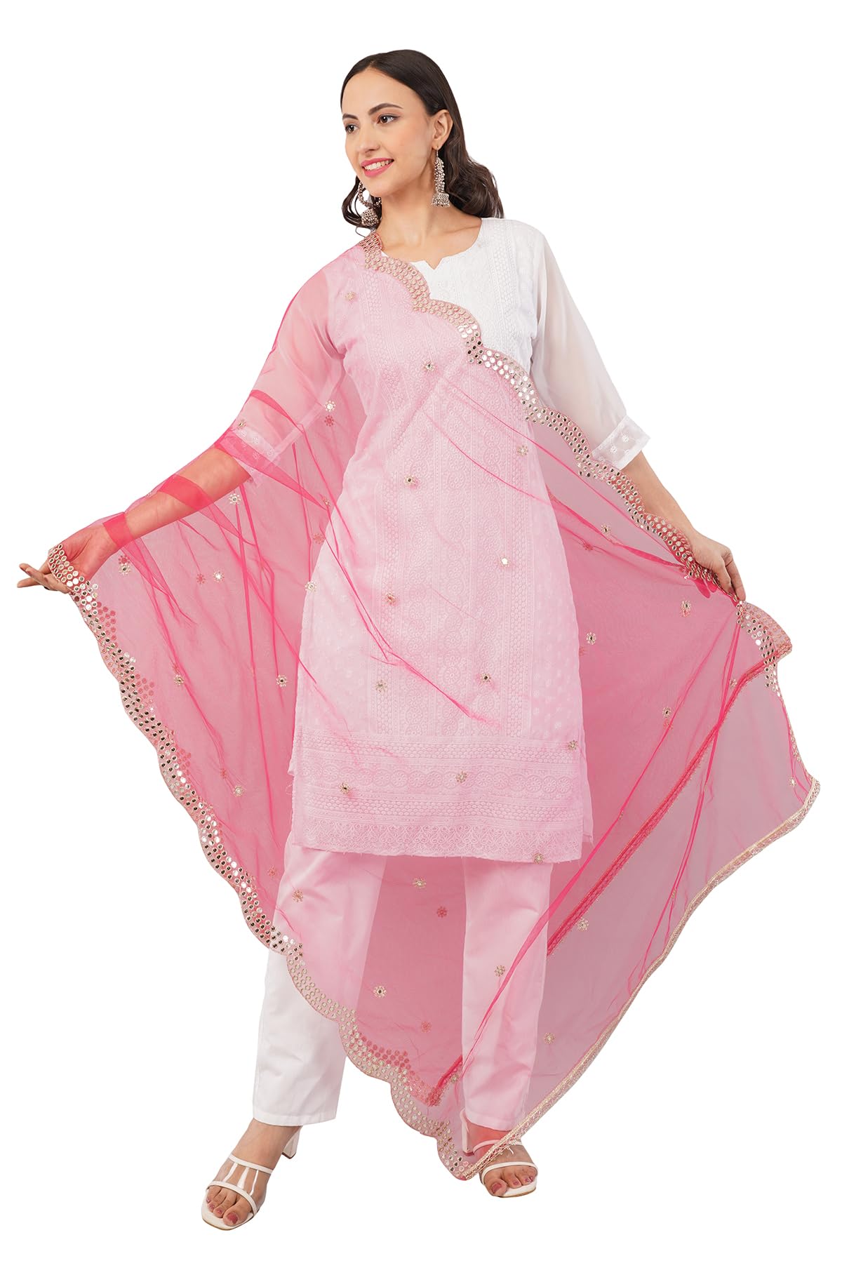 Net Dupatta for Women | Elegant Ethnic Dupatta for Kurti & Salwar Suit | Stylish Bridal, Wedding & Festive Chunni for Traditional & Party Outfits | Chunni for Women-picture-56