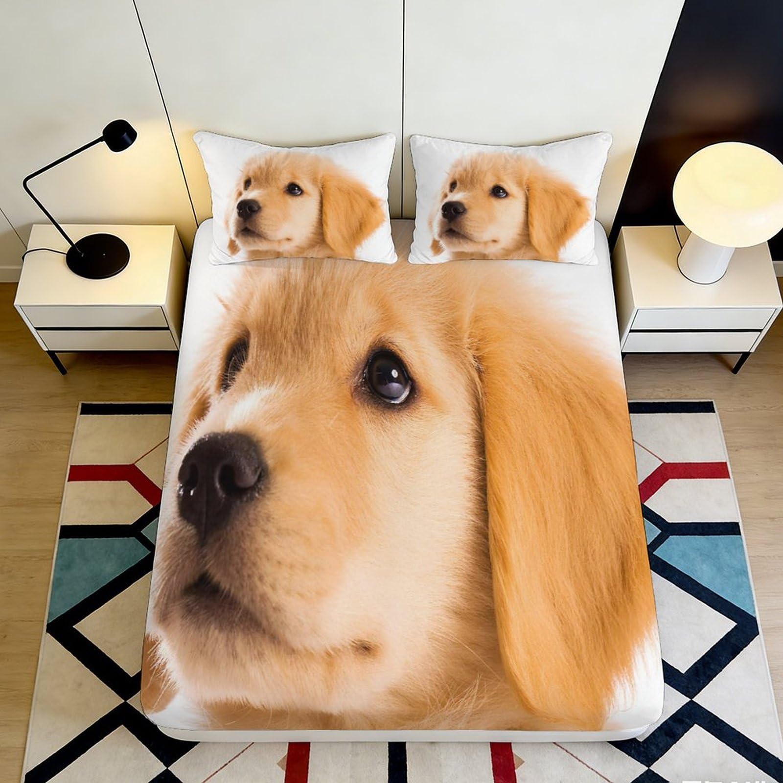 Pnayamiorkfel Style-4 3D Printed Golden Retriever Fitted Sheet Microfiber Soft Dog Pattern Bed Cover For Bedroom Dorm Mattress Decor 90X200x25cm